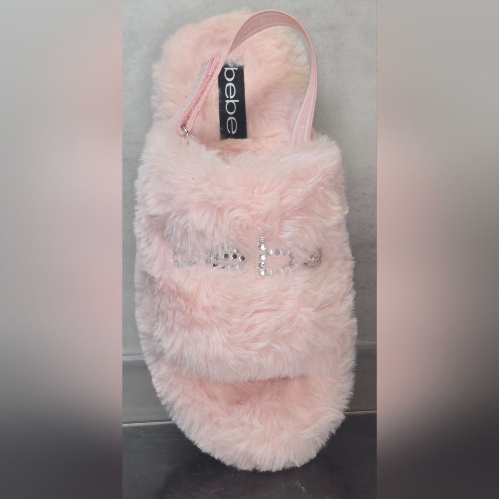Bebe Pink Fuzzy Slippers 6 - Picture 3 of 8